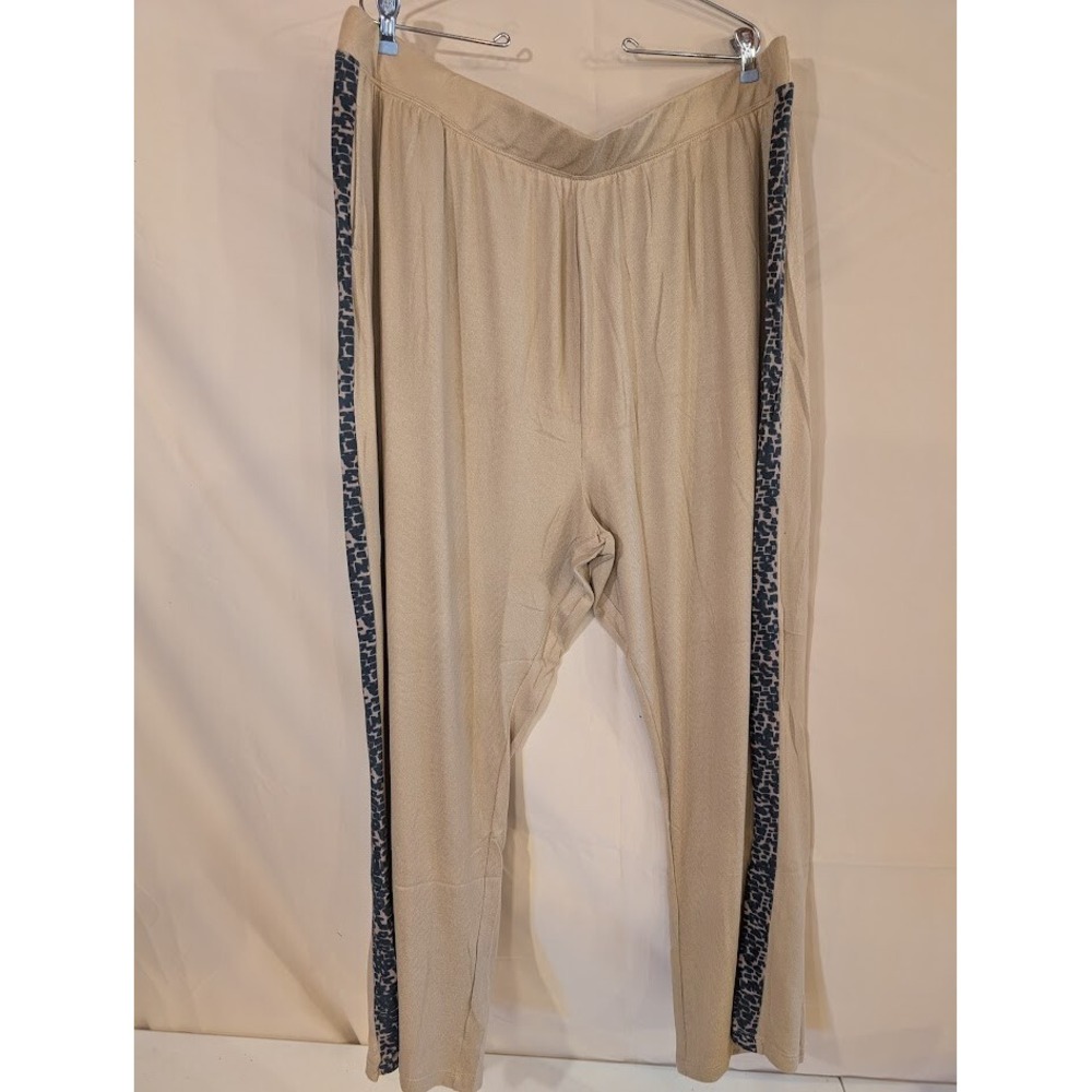 Retreat by Rhonda Shear Lounge Pants 3X Tan Leopard Stripe Stretch Soft - Picture 1 of 3